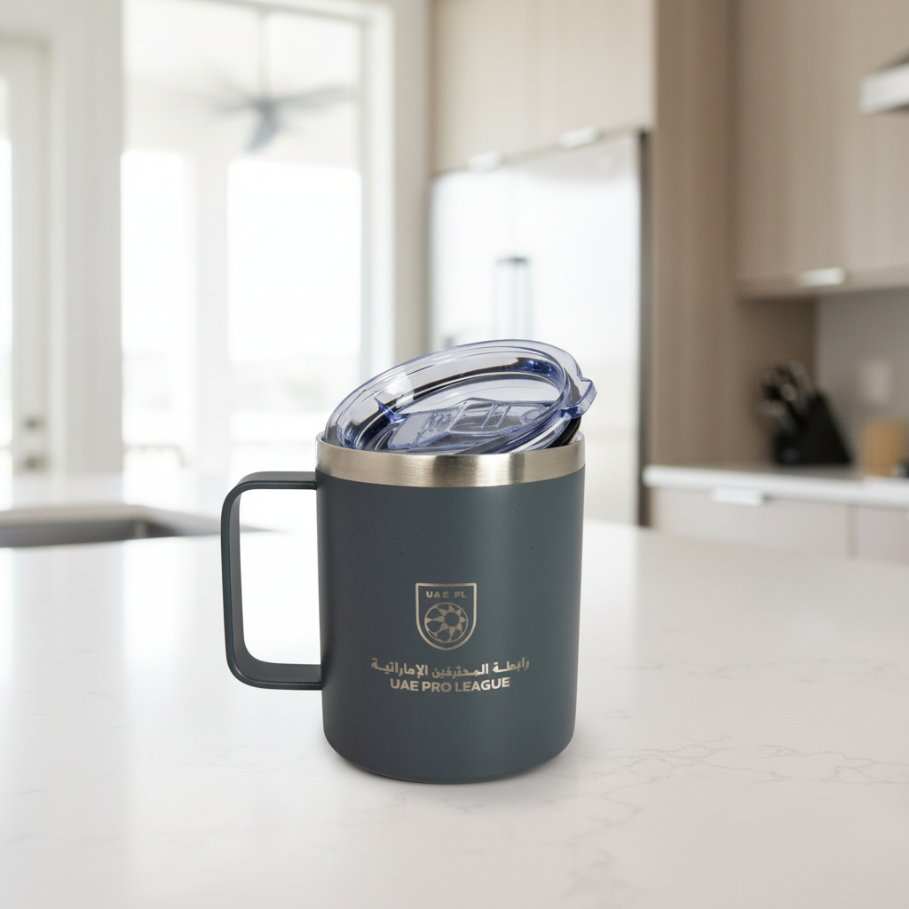 UAE PL Gray Stainless Steel Coffee Mug 360 ML with Cover